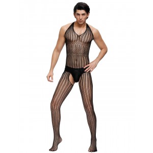 Men's Bodystocking, Halter neck, BLK, ONE SIZE